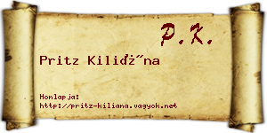Pritz Kiliána névjegykártya